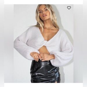 Twist Front Crop Sweater